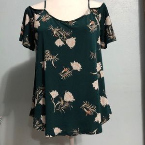 Green floral “off the shoulders “ top.